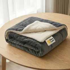 Dark Grey And White Warm Fleece Blanket