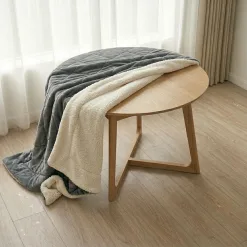 Dark Grey And White Warm Fleece Blanket