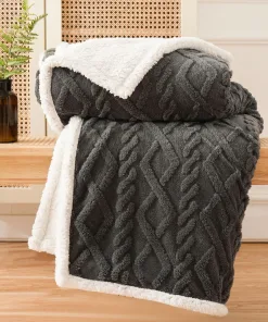 Dark Grey Flannel Warm Blanket