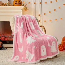 Pink Ghost Flannel Blanket