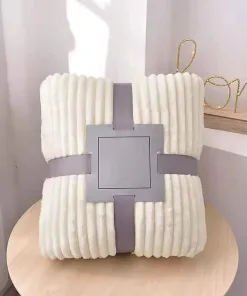 White Ribbed Fleece Blanket